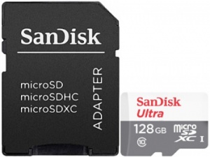Флеш карта microSDXC 128Gb Class10 Sandisk SDSQUNR-128G-GN6TA Ultra + adapter